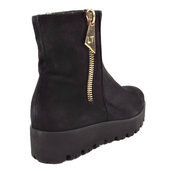 LUIGI TRAINI 🇮🇹 WOMEN'S SOFT BLACK SUEDE COMFORT WINTER FLAT BOOTIE - Picture 5 of 9